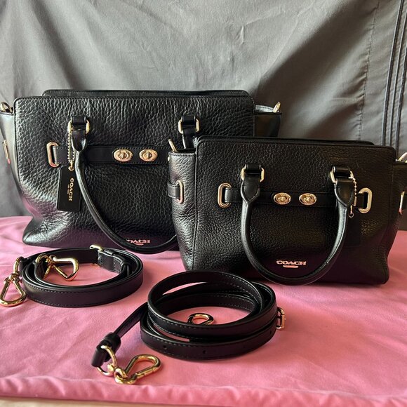 Coach Blake 25 & Blake Mini Carry Alls - Matching Mommy & Me Black Satchels - Picture 1 of 16